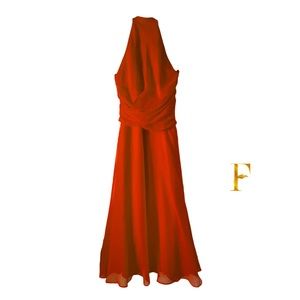 Chiffon Halter Red Dress